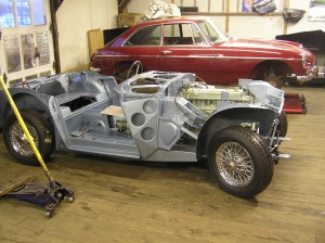 BN7 MGB Engine & transmission installed in the Austin Healey BN7 two seater